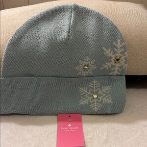 Kate Spade Light Blue Beanie with Snowflake Design